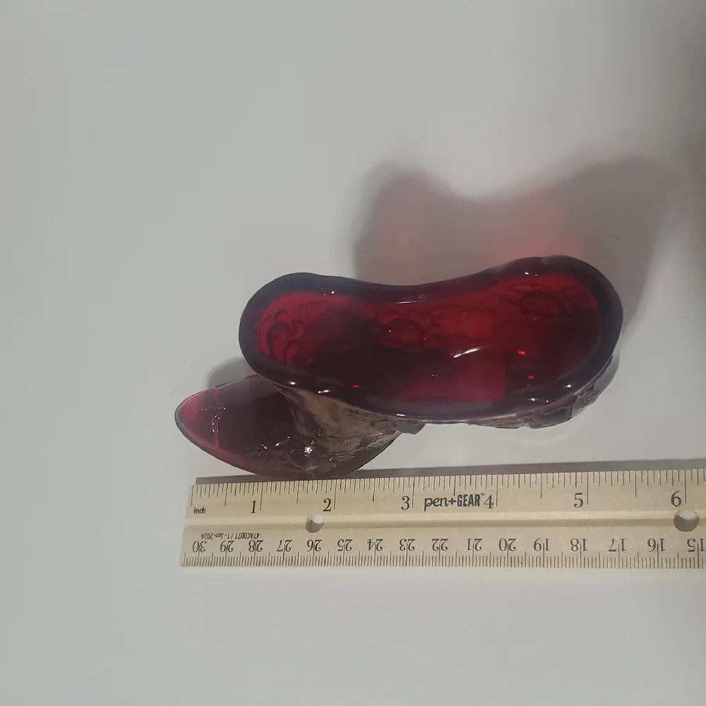 Vtg Ruby Red Fenton Glass Slipper - Picture 7 of 8